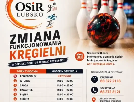 Nowe godziny otwarcia kręgielni OSiR Lubsko od września