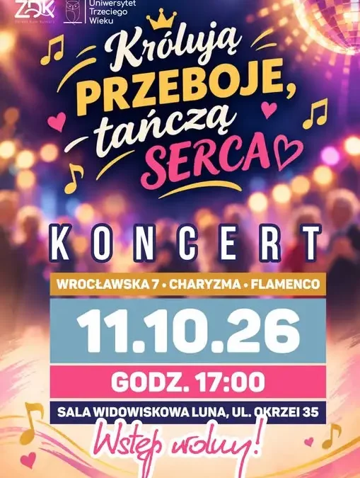 Koncert „Królują przeboje, tańczą serca” w Żarach – wystąpią zespoły UTW