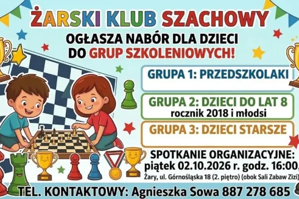 Żarski Klub Szachowy zaprasza dzieci na zajęcia – spotkanie organizacyjne już 2 października