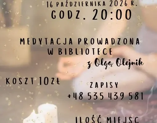 Noc Bibliotek 2026: medytacja dla dorosłych w bibliotece w Gdyni