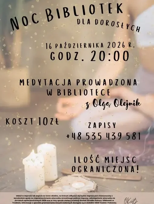 Noc Bibliotek 2026: medytacja dla dorosłych w bibliotece w Gdyni