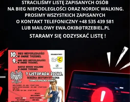 Bieg Niepodległości w Gminie Trzebiel – organizatorzy apelują o kontakt!