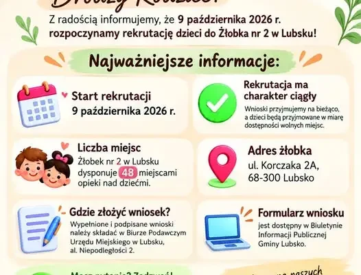 Żłobek nr 2 w Lubsku ogłasza nabór – 48 miejsc dla najmłodszych