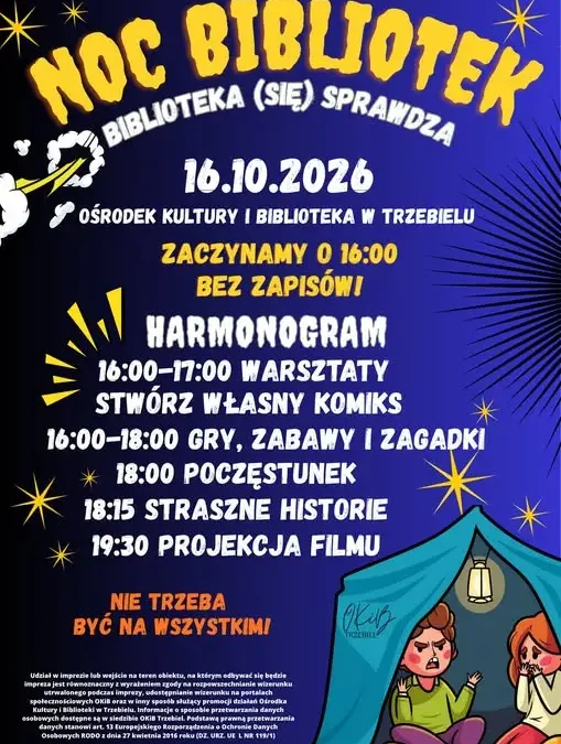 Noc Bibliotek w Trzebielu – warsztaty, gry i straszne historie już 16 października