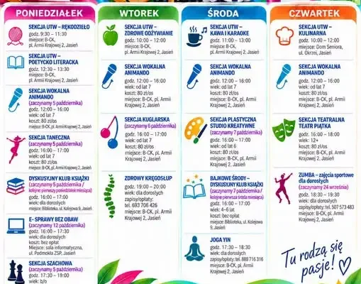 Jesienna oferta zajęć w B-CK w Jasieniu – rozwijaj pasje i sprawność