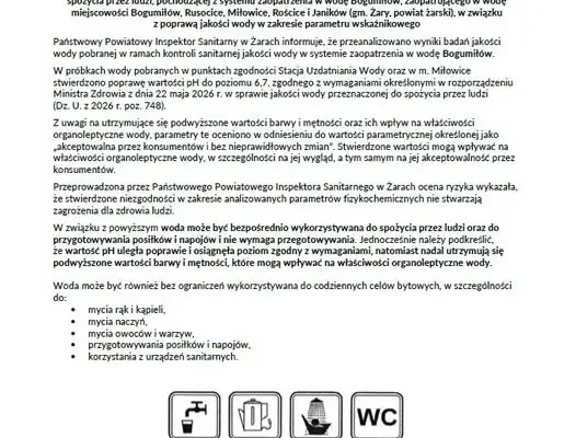 Woda w Bogumiłowie, Janikowie, Miłowicach, Rościcach i Rusocicach znów zdatna do picia