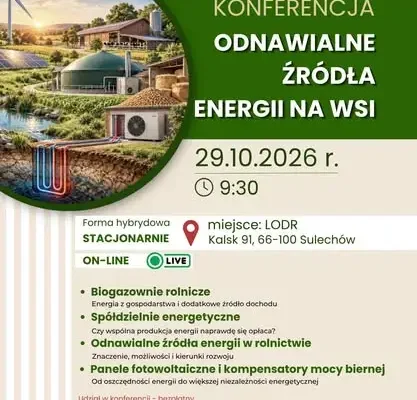 Konferencja o OZE na wsi w Kalsku – bezpłatny udział i transmisja online