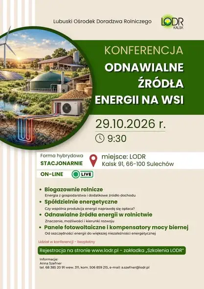 Konferencja o OZE na wsi w Kalsku – bezpłatny udział i transmisja online