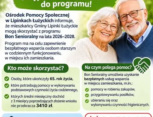 Bon Senioralny 2026: OPS Lipinki Łużyckie przyjmuje wnioski do 23 października