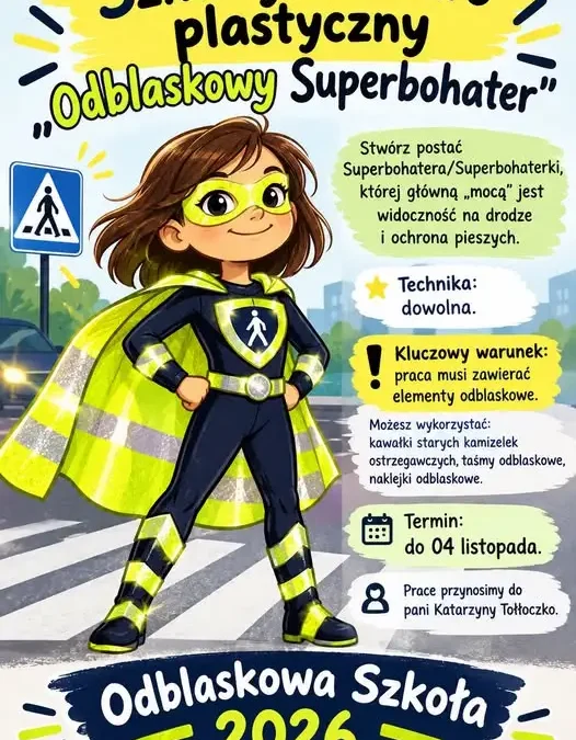 Konkurs plastyczny „Odblaskowy Superbohater” w lubskiej szkole