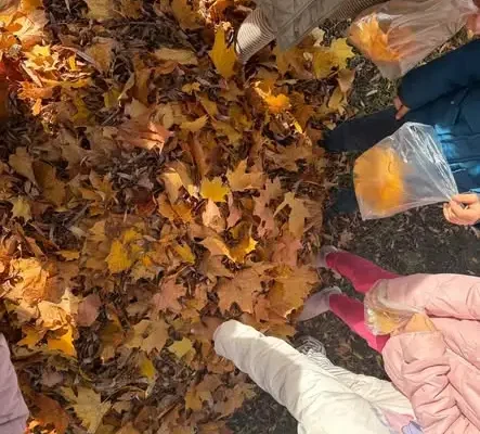Krasnale z przedszkola tworzą sztukę z darów natury