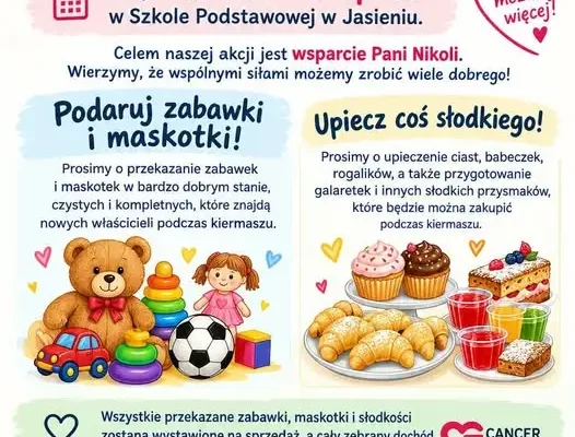 Kiermasz charytatywny w Jasieniu – pomóż Pani Nikoli