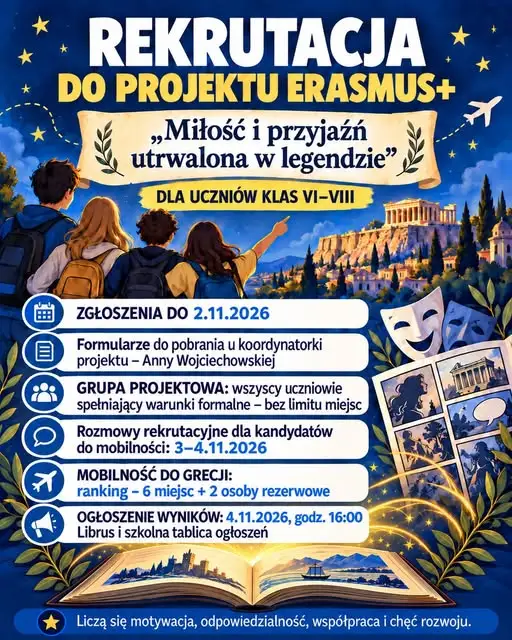 Erasmus+ w Trzebielu: rekrutacja uczniów na wyjazd do Grecji