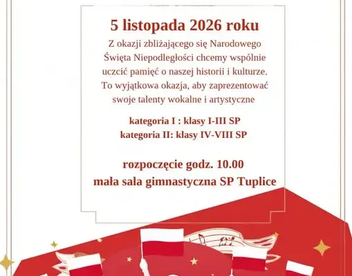 Przegląd Pieśni Patriotycznej w Tuplicach – zaproszenie dla uczniów